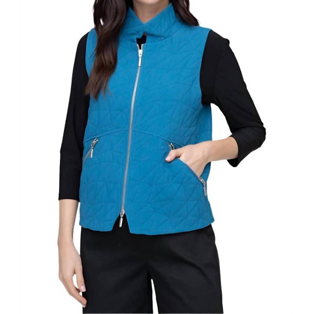 NEW HABITAT kaleidoscope quilt city vest in ocean